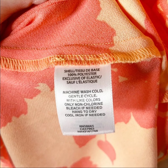 Halogen x Atlantic-Pacific NWT Floral Dress Large Coral Smocked Utility Tropical - Picture 9 of 16